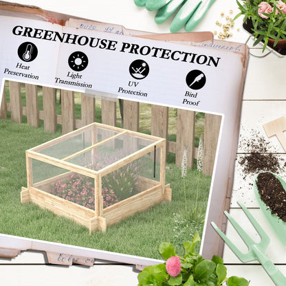 Outdoor Raised Garden Bed with Cold Frame Greenhouse and Openable Top, Wooden Elevated Planter Box for Vegetables, Flowers and Herbs, 98x98x63.5cm