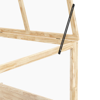 Outdoor Raised Garden Bed with Cold Frame Greenhouse and Openable Top, Wooden Elevated Planter Box for Vegetables, Flowers and Herbs, 98x98x63.5cm