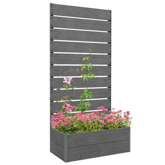 Garden Planter with Trellis for Climbing Plants, Vines, Flowers, 72x38x150cm, Dark Grey