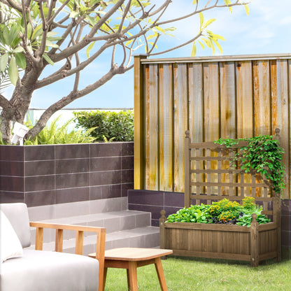 Garden Planters with Trellis for Climbing Vines, 64 x 28 x 75 cm, Brown