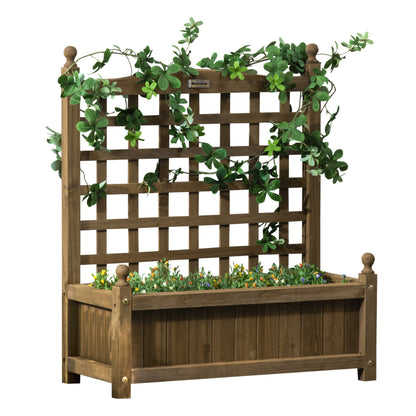 Garden Planters with Trellis for Climbing Vines, 64 x 28 x 75 cm, Brown