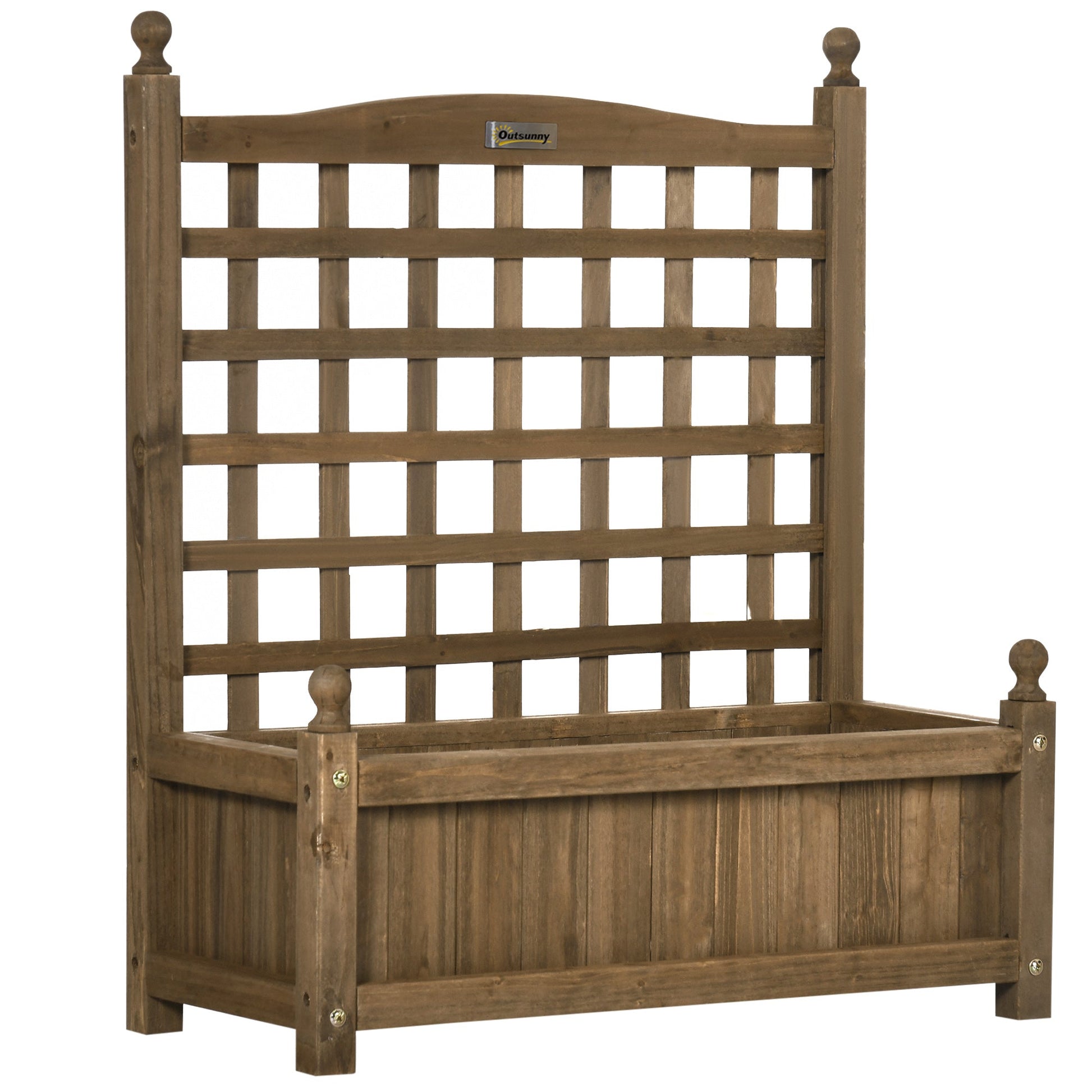 Garden Planters with Trellis for Climbing Vines, 64 x 28 x 75 cm, Brown