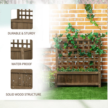 Garden Planters with Trellis for Climbing Vines, 64 x 28 x 75 cm, Brown