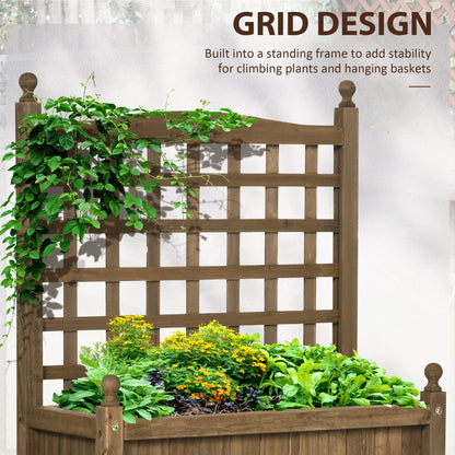 Garden Planters with Trellis for Climbing Vines, 64 x 28 x 75 cm, Brown