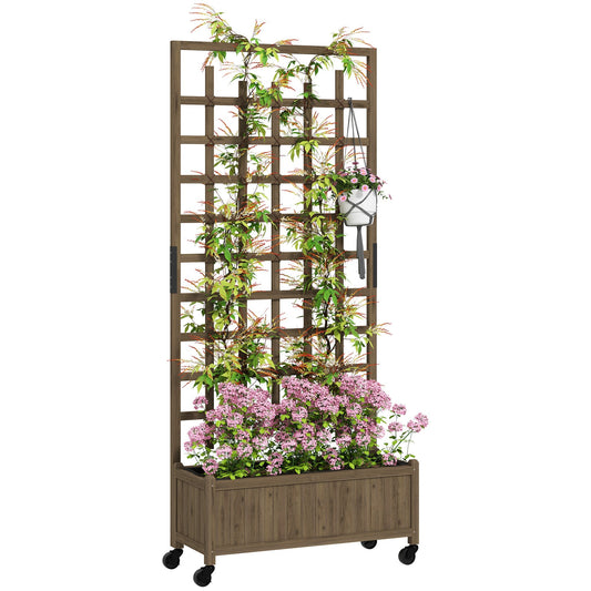 Wooden Trellis Planter, Privacy Screen Planter Box to Grow Vegetables, Herbs and Flowers , Brown