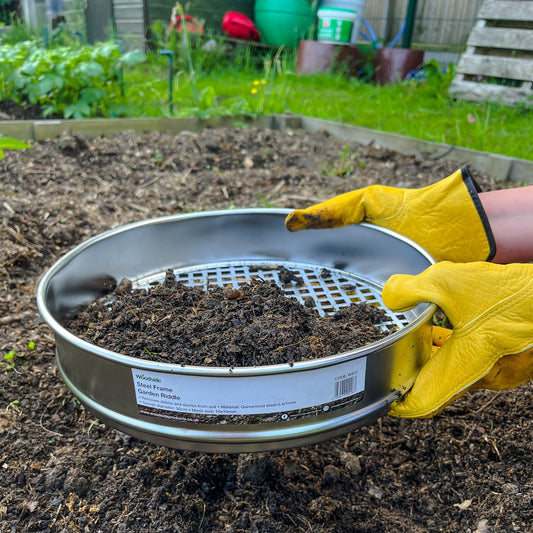 Woodside Heavy Duty Garden Riddle, 30cm Potting Sieve, Mesh Soil/Compost Sift