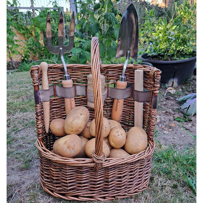Woodside Willow Tool Basket/Trug with Garden Hand Tools Trowel/Fork/Dibber
