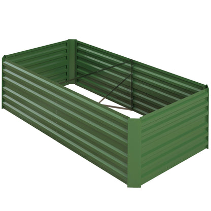 Raised Beds for Garden, Galvanised Steel Outdoor Planters with Multi-reinforced Rods for Vegetables, Plants, Flowers and Herbs, 180 x 90 x 59 cm, Green
