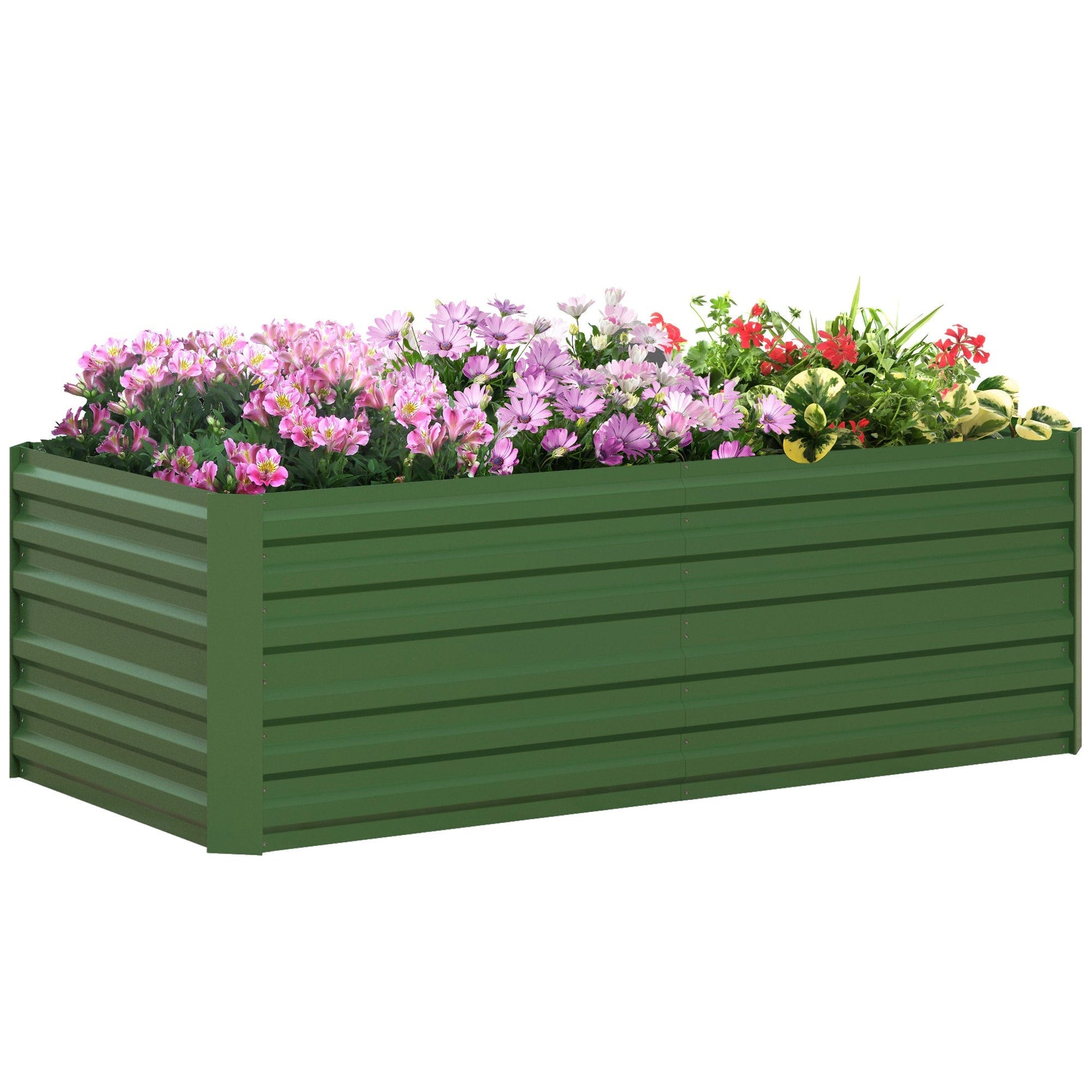 Raised Beds for Garden, Galvanised Steel Outdoor Planters with Multi-reinforced Rods for Vegetables, Plants, Flowers and Herbs, 180 x 90 x 59 cm, Green