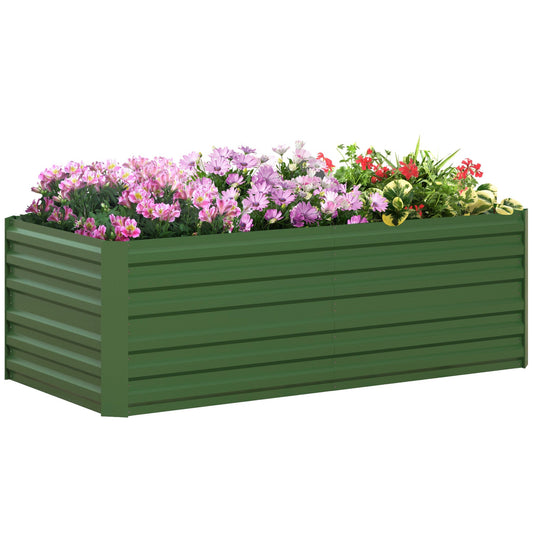 Raised Beds for Garden, Galvanised Steel Outdoor Planters with Multi-reinforced Rods for Vegetables, Plants, Flowers and Herbs, 180 x 90 x 59 cm, Green